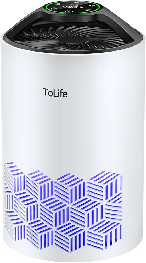 Tolife Air Purifiers for Bedroom Home, HEPA Air Purifiers Air Cleaner For Pets Allergies, Virus Air Purifier for Dust, Portable Baby Air Purifier With Low Noise Sleep Mode for Office & Room, White…