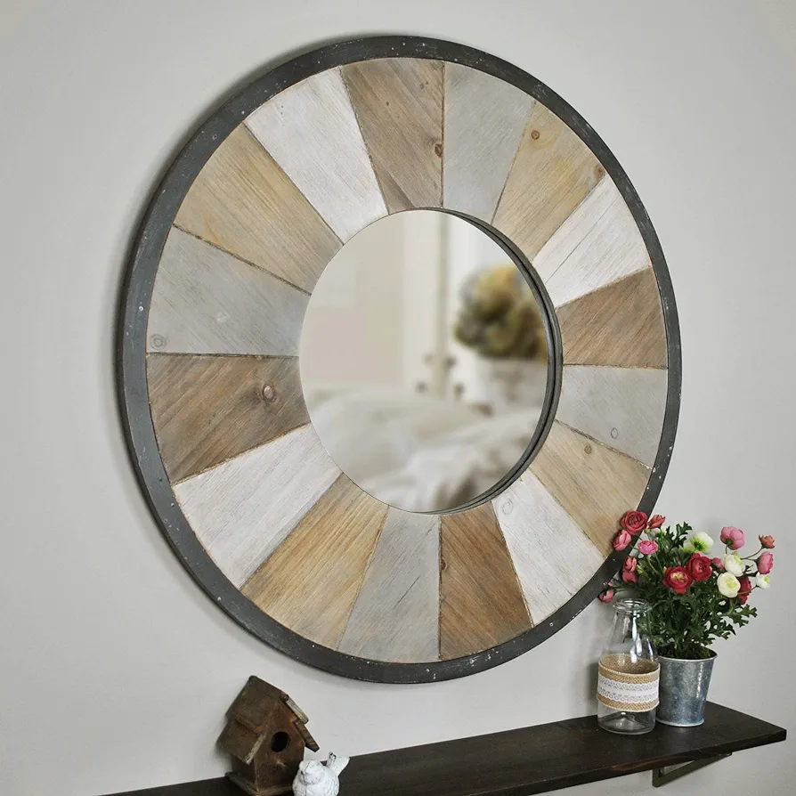 FirsTime & Co. Brown Adler Mirror, Large Vintage Decor for Bedroom and Bathroom Vanity, Wood, Farmhouse, 31.5 inches