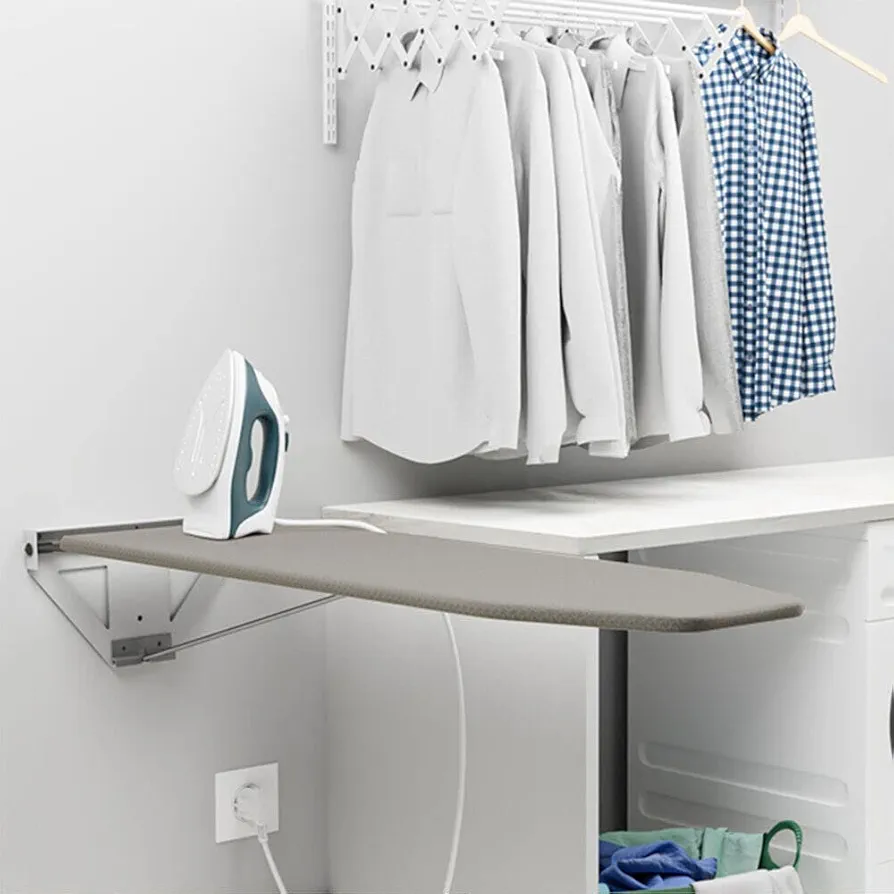 Wall-Mounted Ironing Boards 160° Swivel Space Saving Laundry Ironing Board 39.3" x 12" with Wire Holder for Home Laundry Room