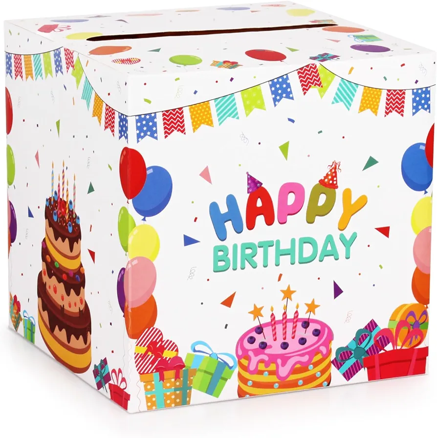 Happy Birthday Card Box Party Favors Post Box Receiving Money Box for kids Aldult Birthday Party, Classroom Birthday Party, School Birthday Party, Baby Showers Table Centerpiece Decorations