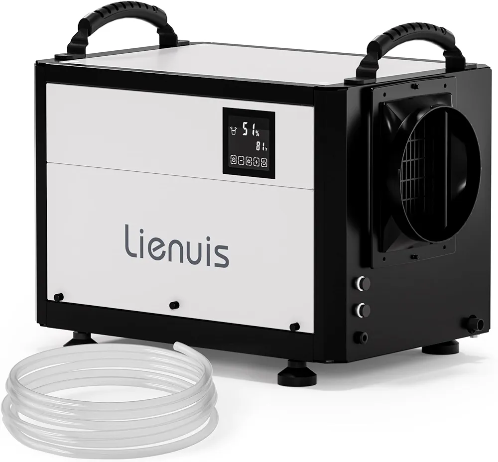 110 Pint Crawl Space Dehumidifier, Lienuis Commercial Dehumidifier with Drain Hose for Crawl Spaces, Basements, Industry Water Damage Unit,Crawlspace Dehumidifier-Auto Defrost, Memory Starting