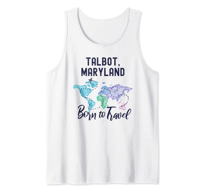 Talbot Maryland Born to Travel World Explorer Tank Top