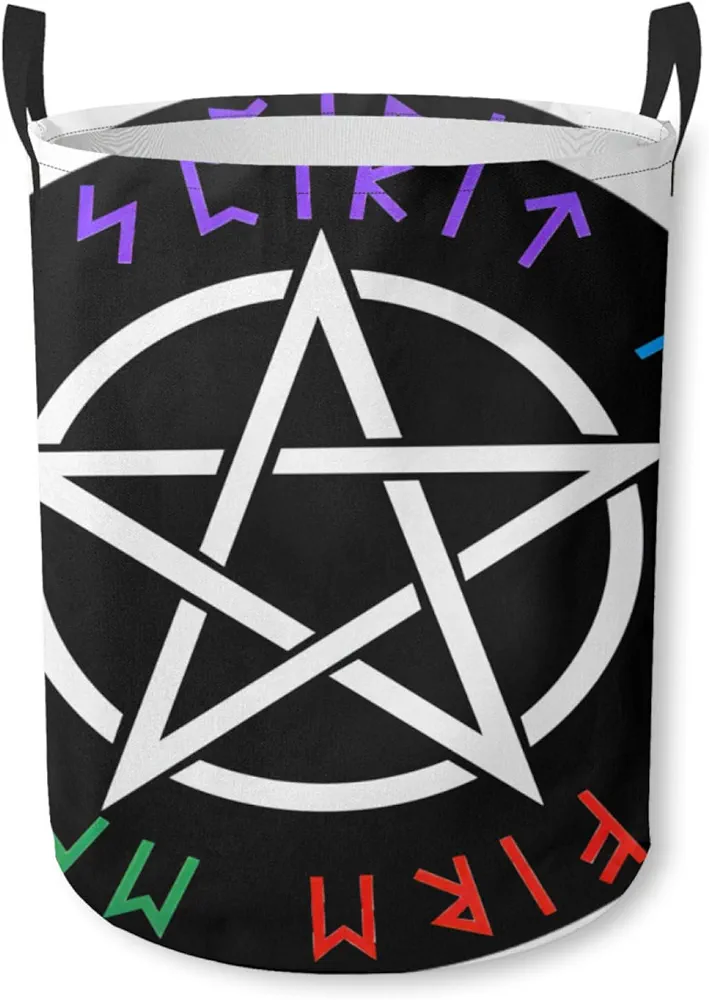 Laundry Basket Gothic Satanic Pentagram Pagan Art Laundry Hamper Foldable Storage Basket for Bathroom Room Home Decor