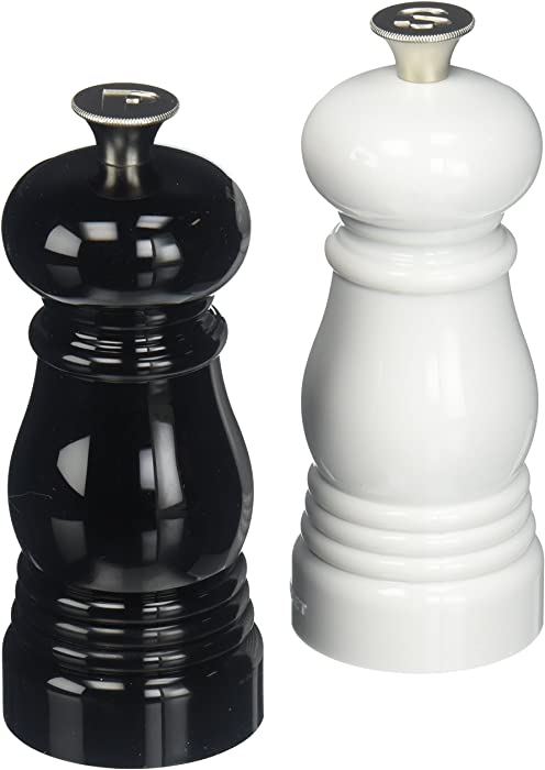 Le Creuset Petite Salt and Pepper Mill Set, 5" x 2" each, Black & White