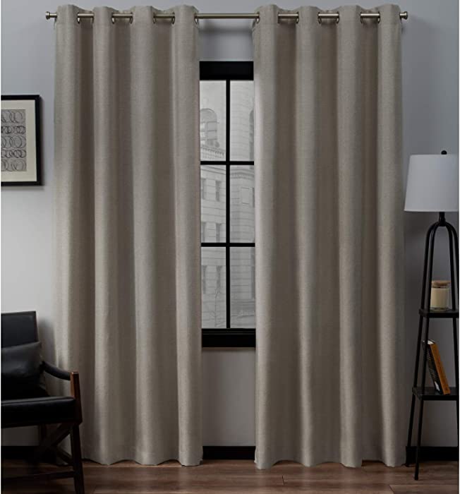 Exclusive Home Curtains EH7968-02 2-96G Loha Linen Grommet Top Curtain Panel Pair, 54x96, Beige