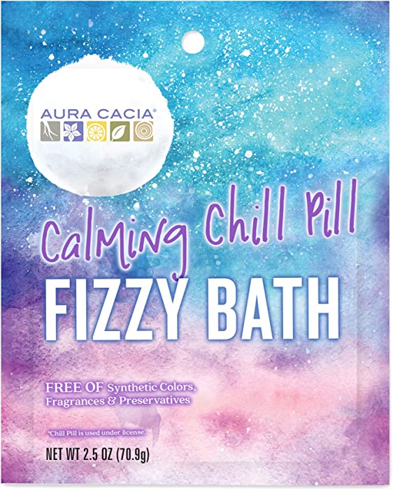 Aura Cacia Calming Chill Pill Fizzy Bath | GC/MS Tested for Purity | 2.5 oz (70.9g)