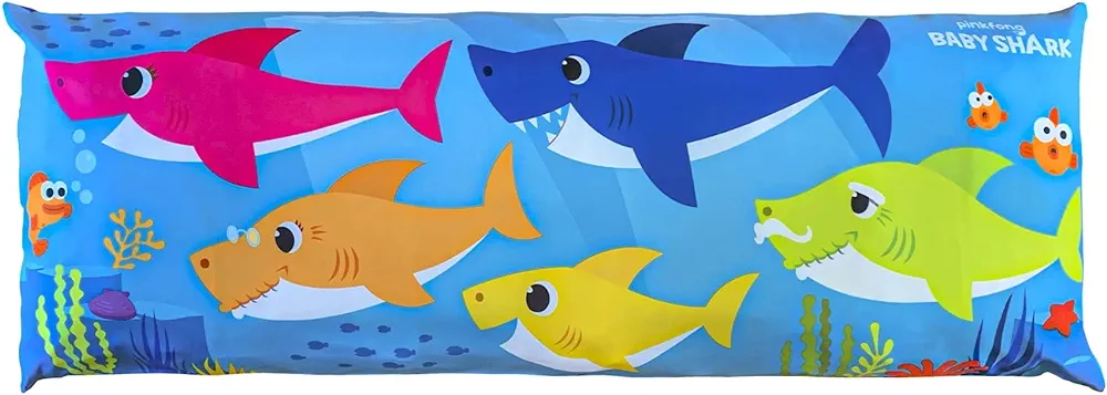 Baby Shark Decorative Body Pillow Cover - Kids Super Soft 1-Pack Bed Pillow Cover - Measures 20 Inches x 54 Inches