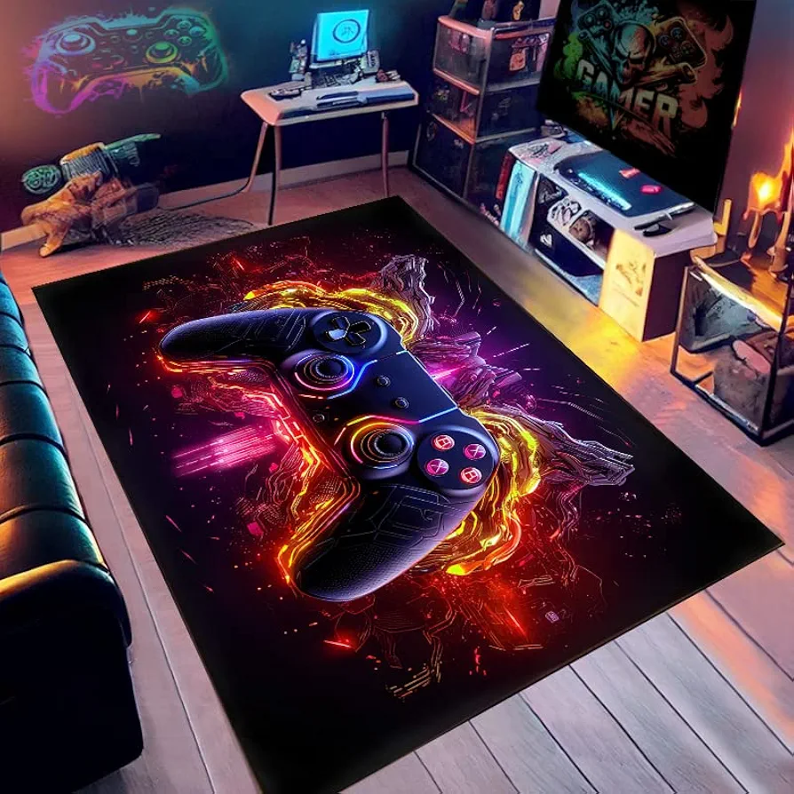 Gaming Rug for Boys Room - Gamer Rug with Game Controller Design - Perfect for Game Room, Esports Room, and Boys' Game-Themed Bedroom 36x24inches