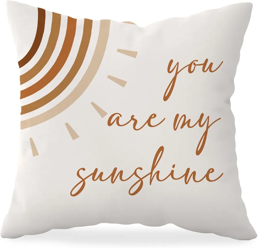 You are My Sunshine Throw Pillow Covers,Inspirational Quote Abstract Boho Sun Sunshine Decorative Throw Pillow Cases 18''x18'' for Home Girls Room Baby Room Nursery,Kids Girls Teens Gifts