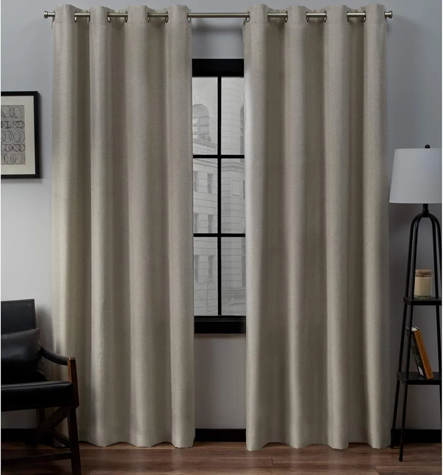 Exclusive Home Loha Linen Grommet Top Curtain Panel Pair, 54"x108", Natural