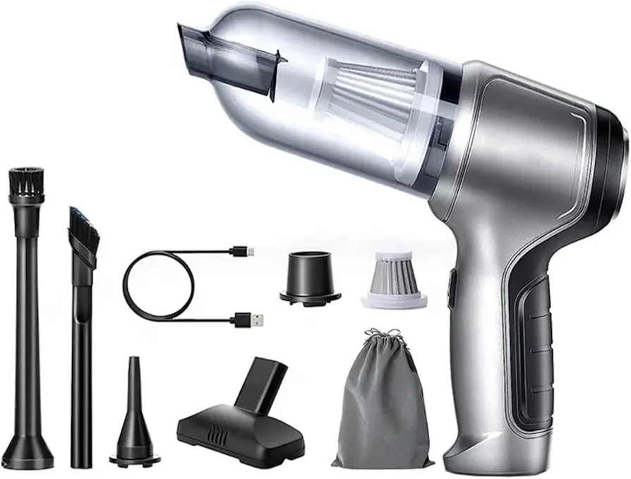 Cordless Vacuum Cleaner with USB Charging, 12000 Pa Suction, 120W Power, 2 Battery Charging, Black, Grey/Silver, MQ-CZ001O-12000pa