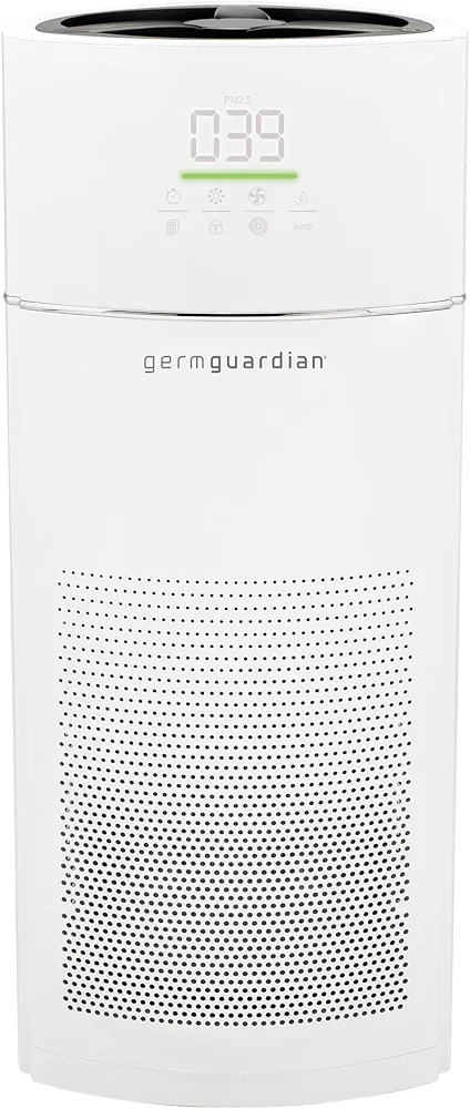 GermGuardian Hi-Performance Air Purifier with HEPA Filter, Removes 99.97% of Pollutants, Covers Large Rooms up to 1943 Sq. Foot Room in 1 Hour, Air Quality Sensor, 3 Speeds, Timer, 28", White, AC9400W