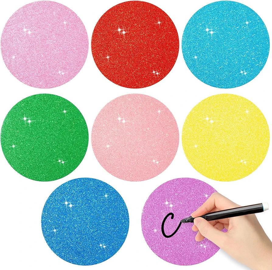 Glitter Round Cutouts- 100Pcs Circles Assorted Color Paper Cut-Out 3.9 Inch Circles Shape Die Cuts Bulletin Board for Kids DIY Craft Back to School Classroom Bulletin Board Decorations