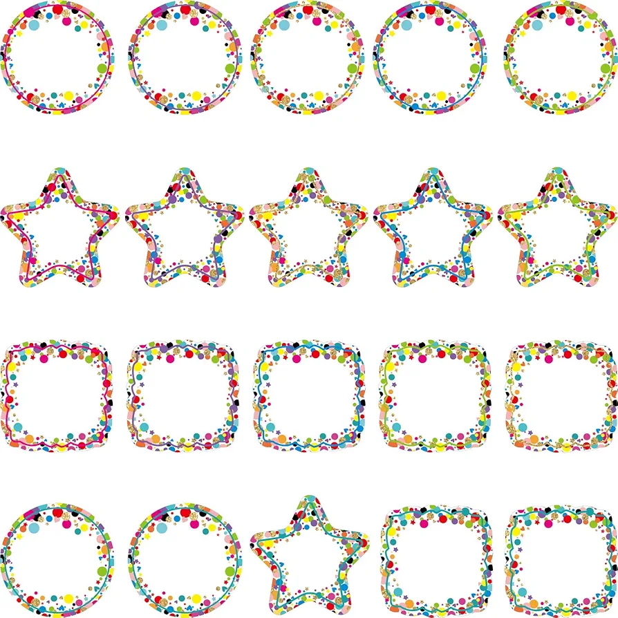 72 Pieces Confetti Accents Round Confetti Cutouts Pentagram Confetti Cutouts Square Confetti Accents for Classroom Decor Bulletin Board School Playroom Baby Nursery Kids Art Studio (2.6 Inch Diameter)