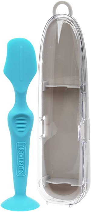 Dr. Talbot's Diaper Cream Soft Silicone Brush With Suction Base & Hygienic Case By, Aqua, Full Size, Blue