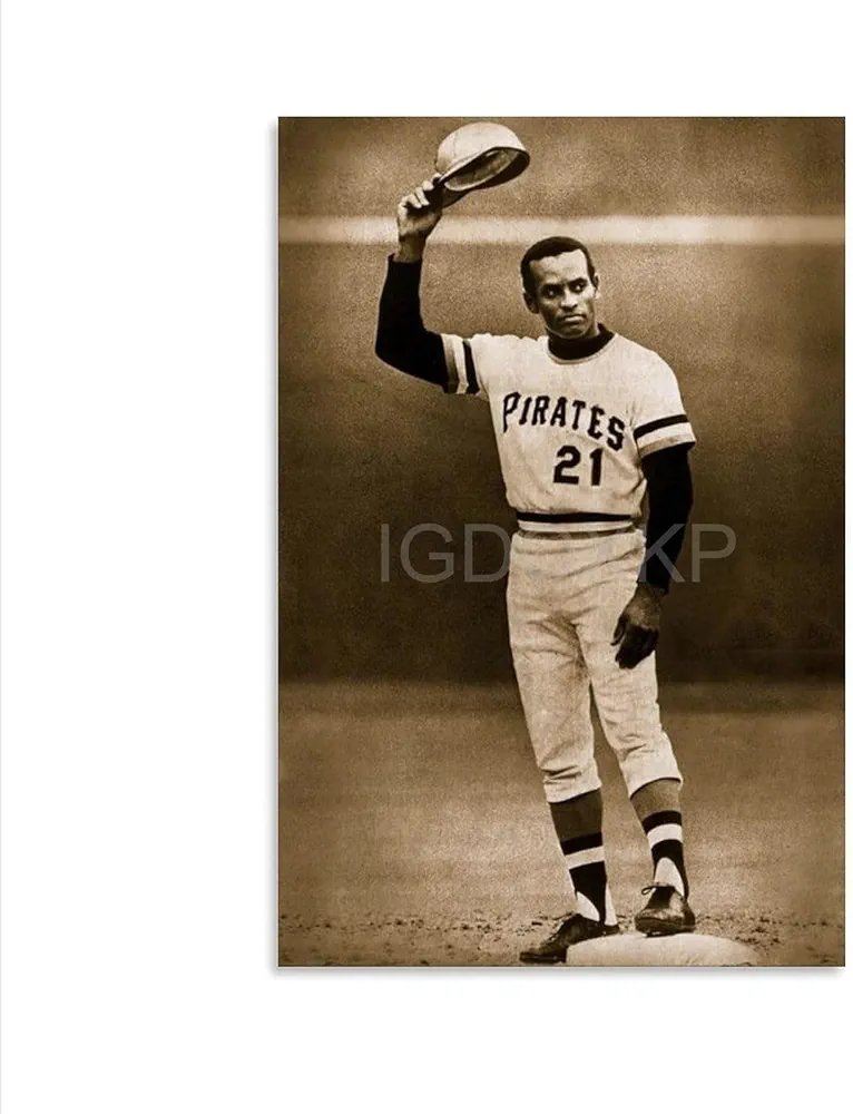 Roberto Clemente Baseball Player Portrait Retro Art Aesthetic Poster (3) Canvas Poster Wall Art Decor Print Picture Paintings for Living Room Bedroom Decoration Unframe-style 24x36inch(60x90cm)