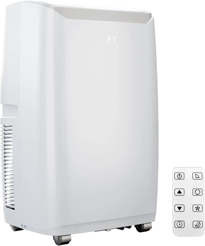 Portable Air Conditioners, 14000BTU Air Cooler with Drying, Fan, Sleep Mode,24H Timer Function, Remote Control, Cools Room up to 750 Sq. ft, Air Cooling Fan for Home & Office Use, White