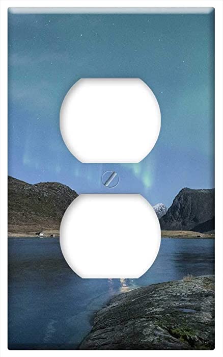 Switch Plate Outlet Cover - Aurora Borealis Lofoten Norway Night Beach Costa 2