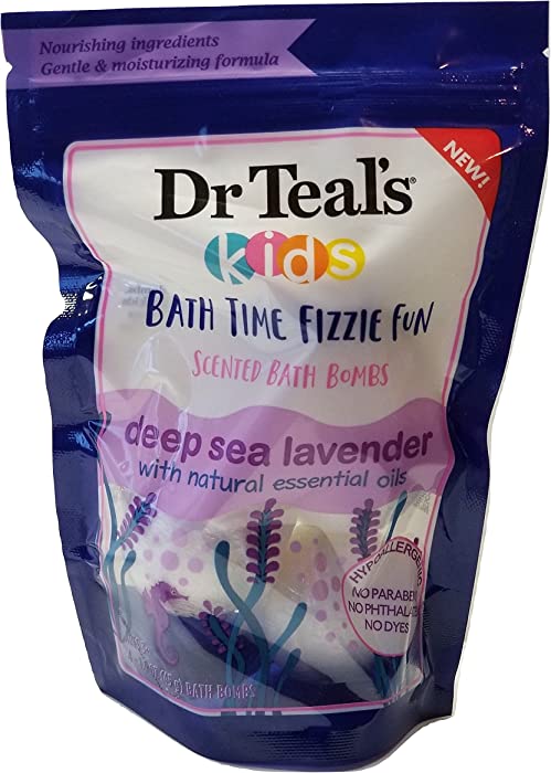 Dr Teal's Kids Bath Time Fizzie Fun Scented Bath Bombs Deep Sea Lavender Natural Essential Oils