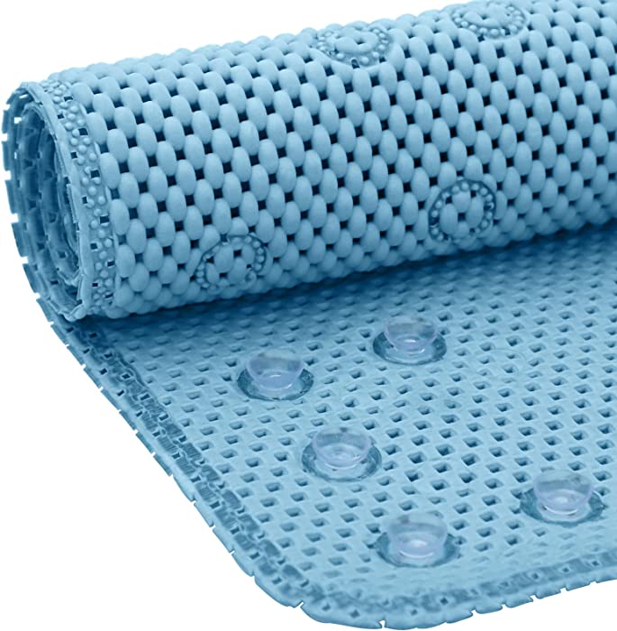 Modmate Non Slip Bathtub Mat for Bathroom,Soft Foam Bathtub Mats,17x36 Bath Mat for Tub with Suction Cups (Blue)