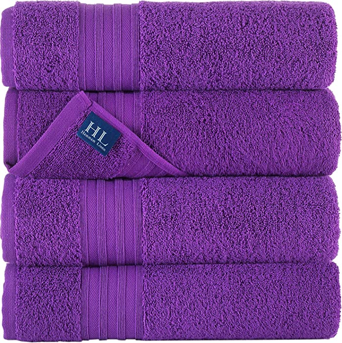 Hammam Linen Lilac Purple Bath Towels 4-Pack - 27x54 Soft and Absorbent, Premium Quality Perfect for Daily Use 100% Cotton Towel