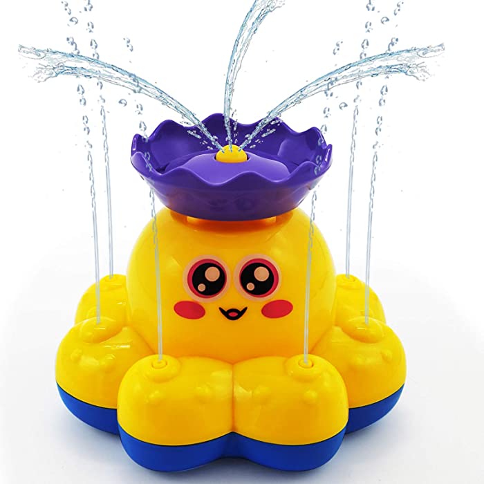 HAOMARK Bath Toys, 4 Pack Bath Bathtub Spray Water Toy Sprinkler Octopus and Floating Rubber Animal Interactive Bath Toys Gift for Kids Toddlers 1-3