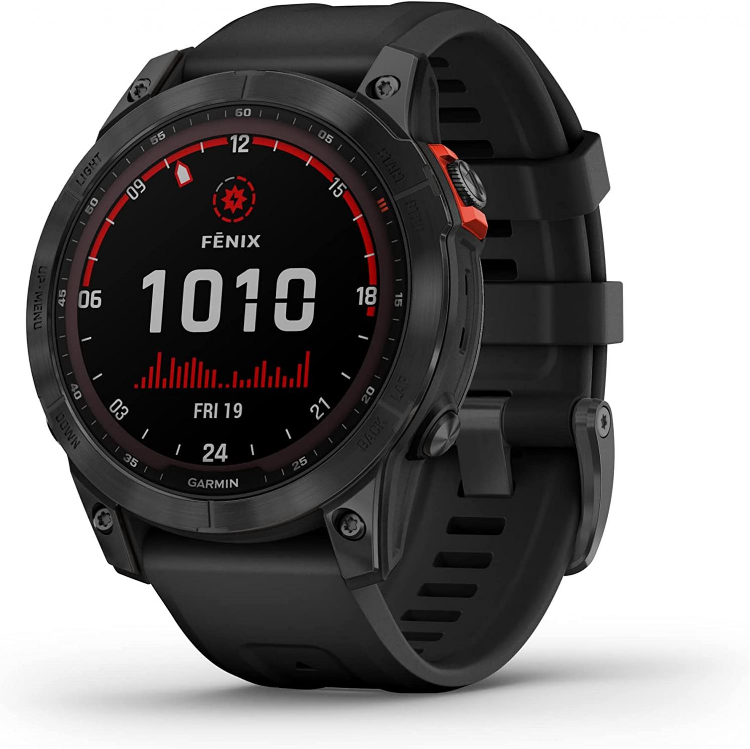 Garmin fēnix 7 Solar Multisport GPS Watch, Black with Silicone Band