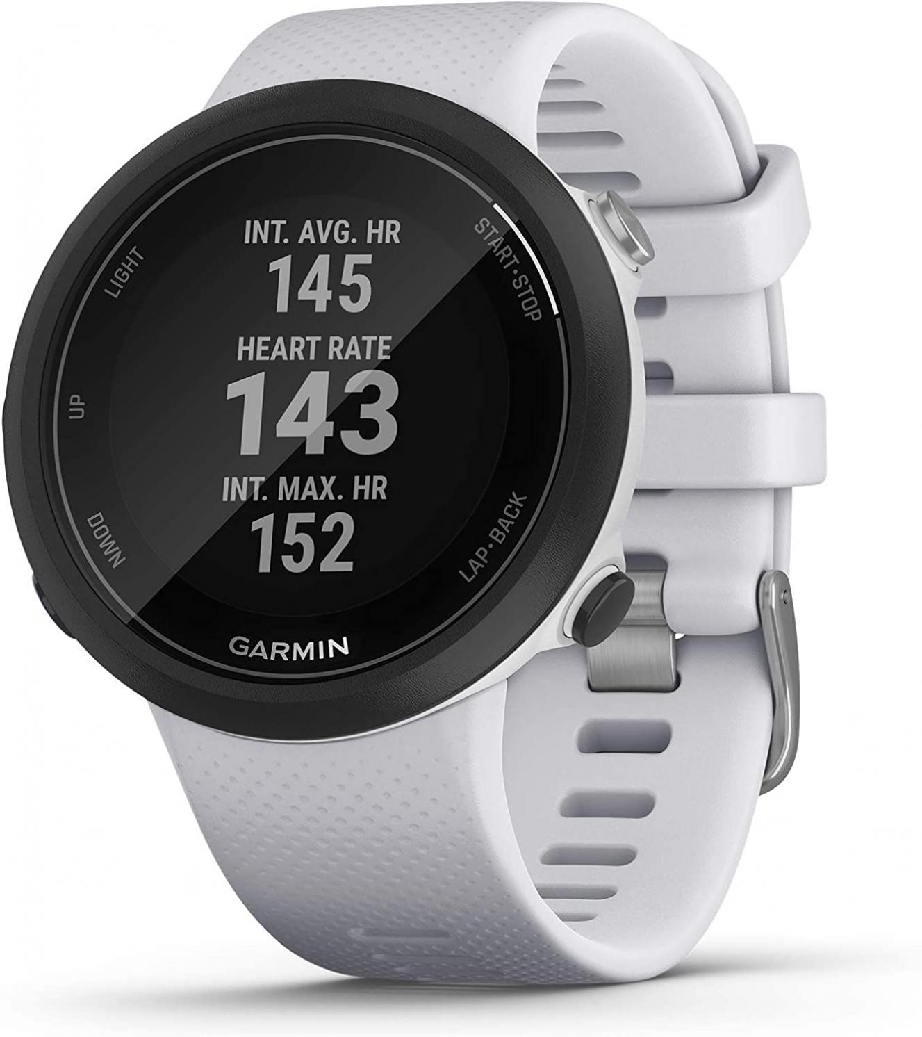 Garmin Swim 2, GPS Swimming Smartwatch for Pool and Open Water, Underwater Heart Rate, Records Distance, Pace, Stroke Count and Type, White (Renewed)