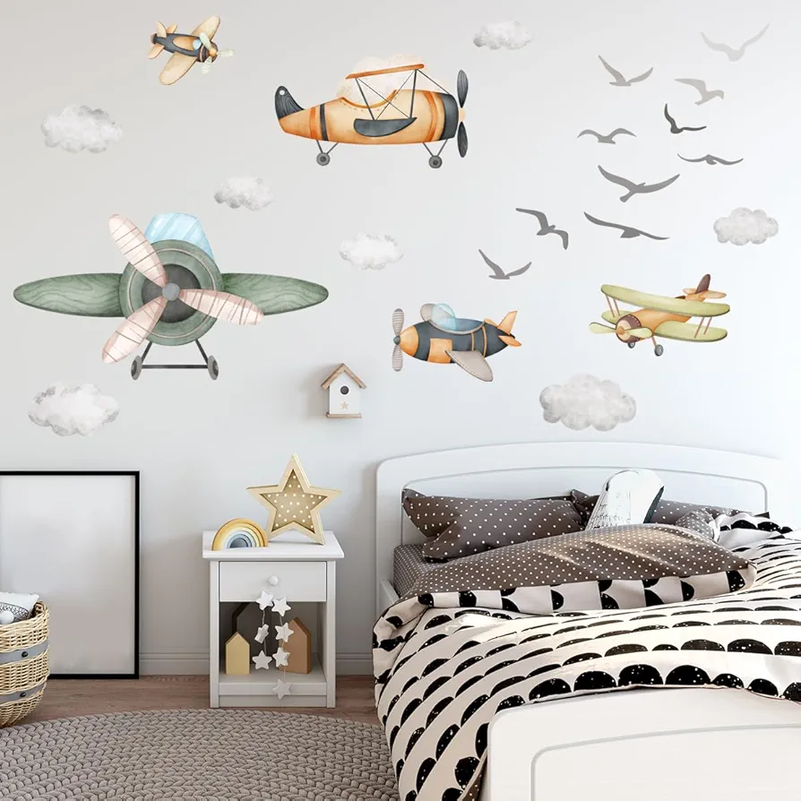 Airplane wall decal for Boys/Peel and Stick Boys bedroom wall sticker/Can be suitable for kindergarten nursery boys girls bedroom wall decoration