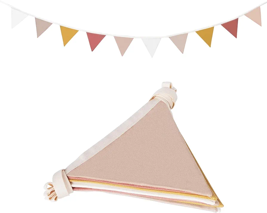 3.93 Feet Triangle Flag Banner Bunting Pennant for Kids Teepee Tent,Party and Room Decoration,10 Pcs single Sided Cotton Fabric Flag，Children's room decoration of baby's room