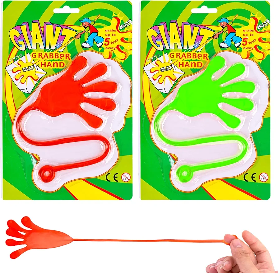 Shindel 2PCS Jumbo Sticky Hands Party Favors,Large Sticky Stretchy Hands Toys for Goodie Bag Fillers Party Classroom Prizes，Birthday Gifts Easter Day