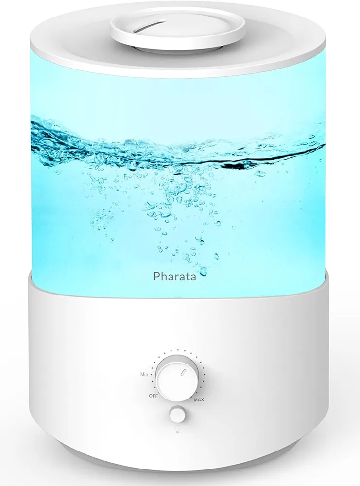 Pharata® Humidifiers for Bedroom Home, 2.5L Top Fill Cool Mist Humidifier for Baby with Essential Oil Diffuser, Ultrasonic Air Humidificador for Large Room Indoor Plants, Lasts Up to 28H, (White)