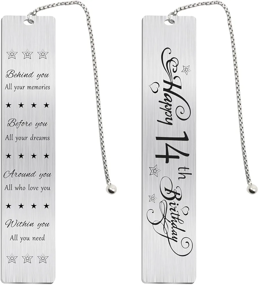 Happy 14th Birthday Gifts for Teen Girls Boys, Sweet 14 Year Old Birthday Bookmark Gift for Women Men, 14 Yr Bday Book Mark for Teenager, 2009 Bd Present, Funny 14th Birthday Card Decorations