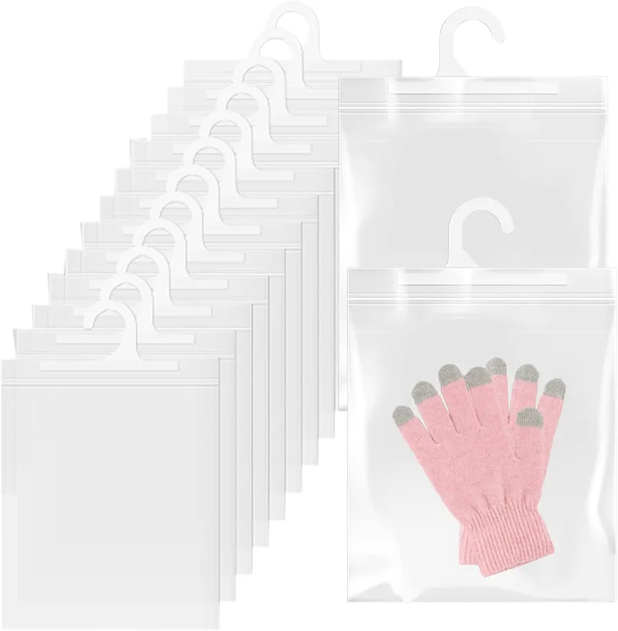 30 Pack Hanging Storage Bags, 10" X14.95" Large Hook Hang-Up Clear Plastic Bags for Classroom, Library, and Pharmacy Use