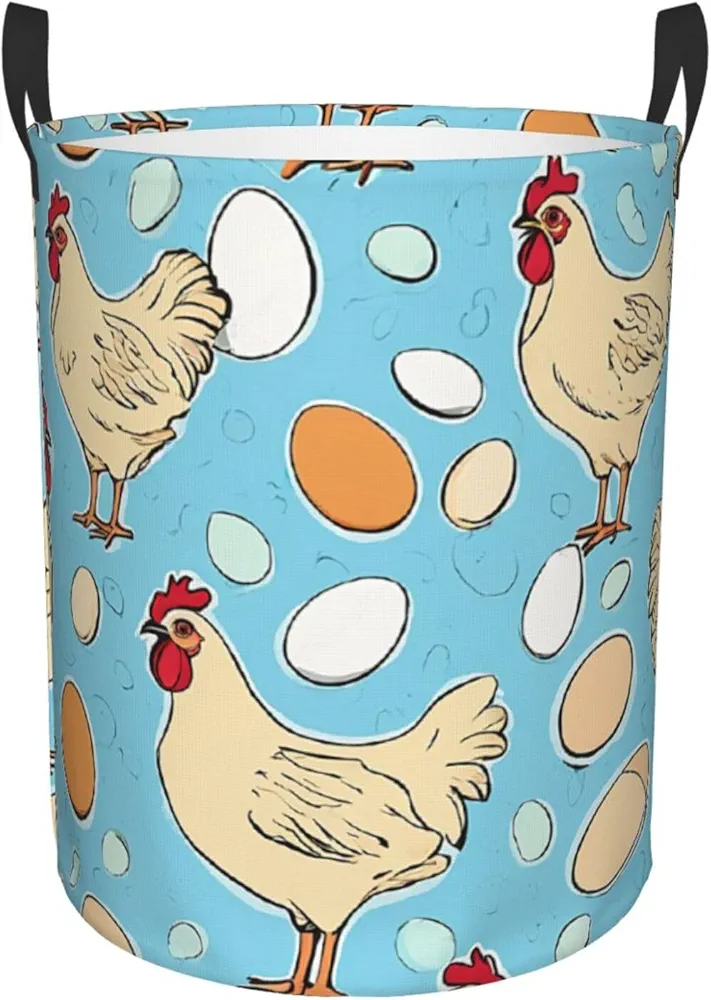 Laundry Baskets with Handles Waterproof Small inches Storage Basket, Collapsible Laundry Hampers, Laundry Room Organization & Apartment Essentials - Creative Cartoon Chicken