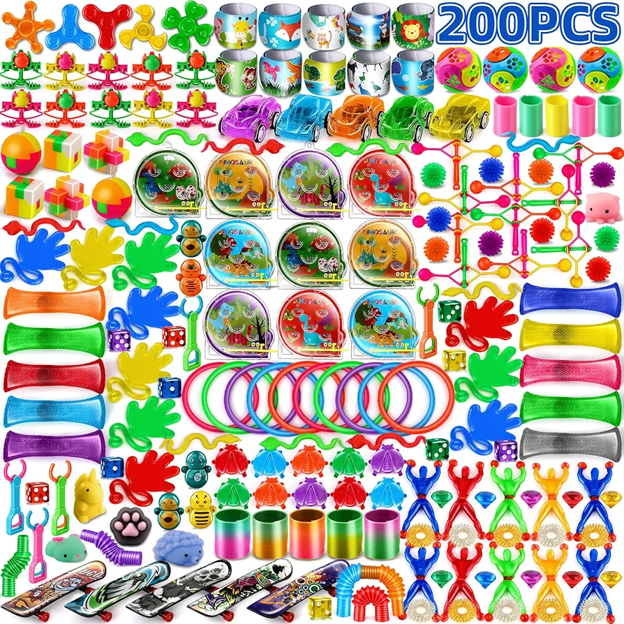 Amy&Benton 200PCS Fidget Classroom Party Favors Prizes for Kids Birthday Goodie Bag Fillers Pinata Fillers