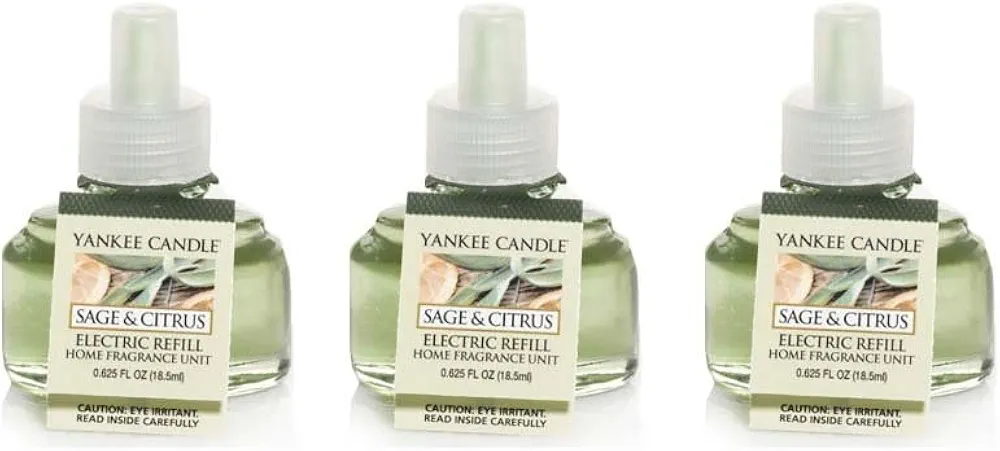 Yankee Candle 3 Pack of Sage & Citrus ScentPlug Refill 0.6 Oz