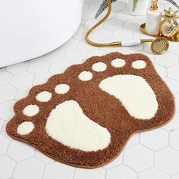 Bathroom Rugs Mats Water Absorbent Non-Slip Mat Used in Bathroom, Shower, Room, Etc.Soft Microfiber Bath Mat Machine Washable Bath Mat Bathroom Mat ( Brown 16x24'')