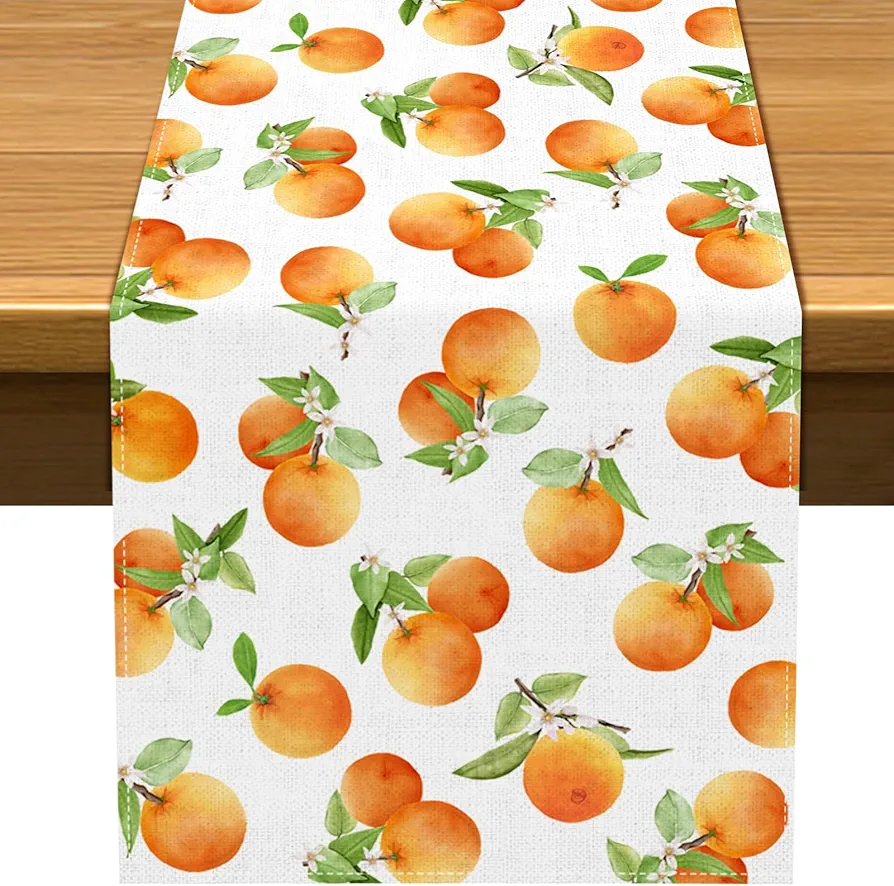 Vohado Orange Citrus Table Runner Little Cutie Themed Birthday Party Decoration Clementine Dining Room Home Kitchen Island Decor