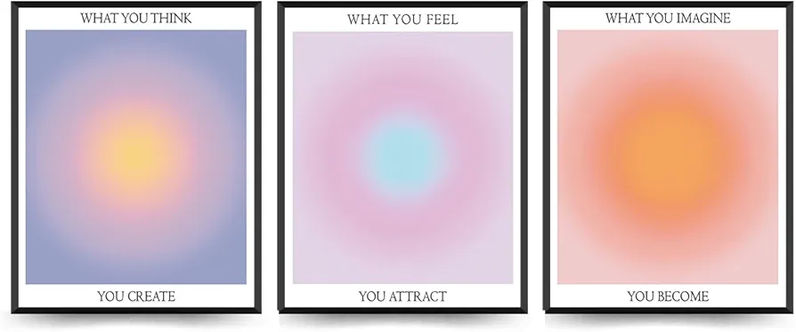 ETVISO Aura Wall Art Set of 3, Energy Spiritual Positive Aura Posters for Room Aesthetic, Colorful Aura Poster Energy Wall Art for Bedroom Yoga, 8x10 (Unframed)