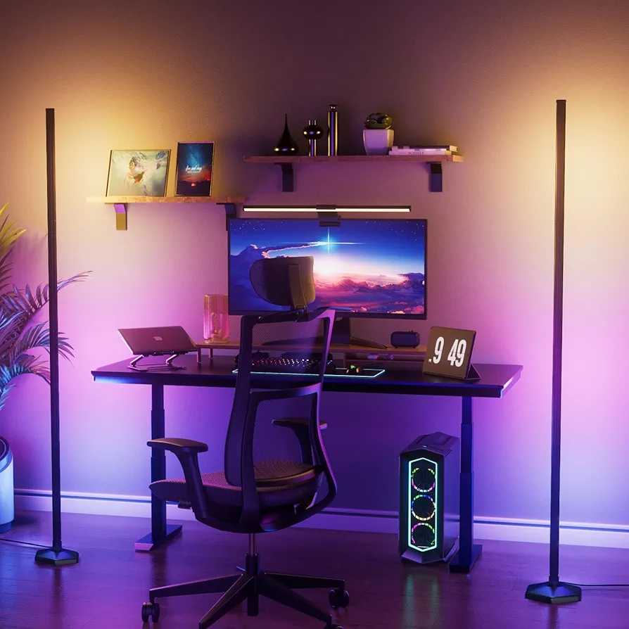 2PCS RGB Floor Lamp, Bluetooth APP and Remote Control 65" Smart Modern Standing Lamp Music Sync 16 Million DIY Colors Changing LED Floor Lamp with Heavy Base for LivingRoom Bedroom GameRoom