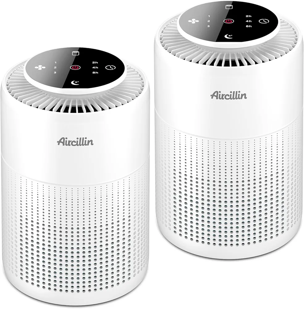 2 Pack Air Purifiers for Home with HEPA Filters, Portable Air Purifier with Nightlight Speed Control, For Bedroom Living Room, 24dB Filtration System, AP070B