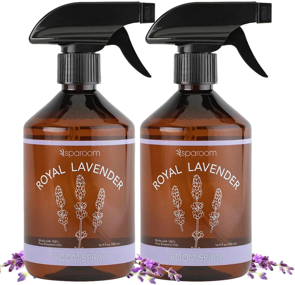 SpaRoom Aromatherapy Non-Aerosol Therapy Essential Oil Room Spray Air Freshener, Royal Lavender for Relaxation, 16.9 fl oz, Set of 2