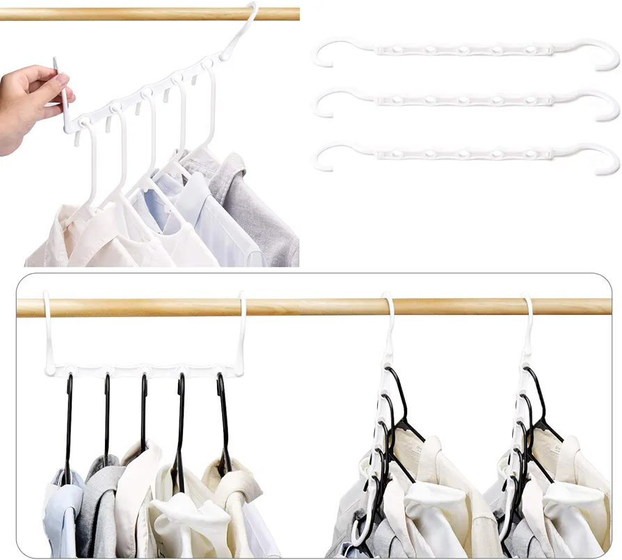 HOUSE DAY Closet Organizers and Storage, Space Saving Hangers White, Closet Organizer Space Saver 80%, Sturdy Plastic Magic Hangers for All Types of Clothes, College Dorm Room Essentials (16 Pack)