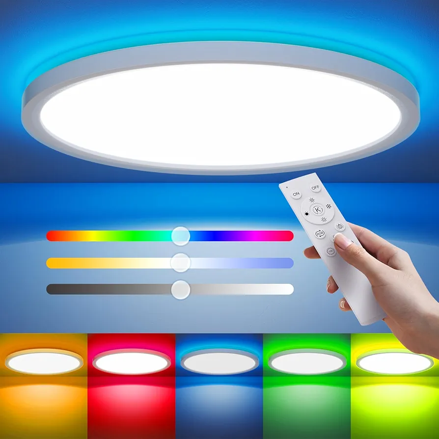 Smart Ceiling LED Lights 15.8 Inch, 36W 3600LM Ceiling Lights with Remote 2700-6000K, Ultra-Thin Round RGB Flush Mount Ceiling Light for Bedroom Kids Room - CE/ERP