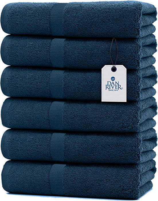 DAN RIVER 100% Cotton Bath Towel Set Pack of 6| Soft Large Bath Towel| Highly Absorbent| Daily Usage Bath Towel| Ideal for Pool Home Gym Spa Hotel| Blue Opal Towel Set|Bath Towel Set 24x48 in|450 GSM