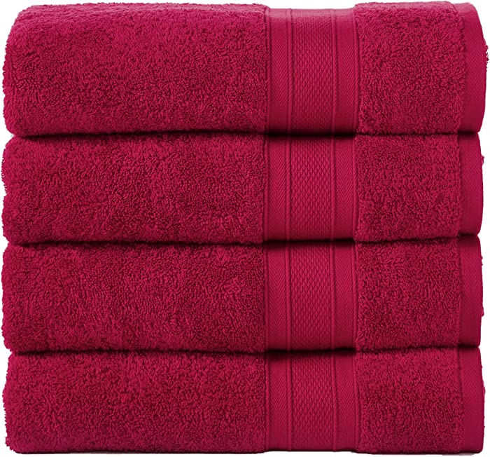 TRIDENT Soft and Plush Bath Towels - Super Soft Bathroom Towels, Highly Absorbent, Machine Washable, Soft Comfort (4 Piece , Crimson)