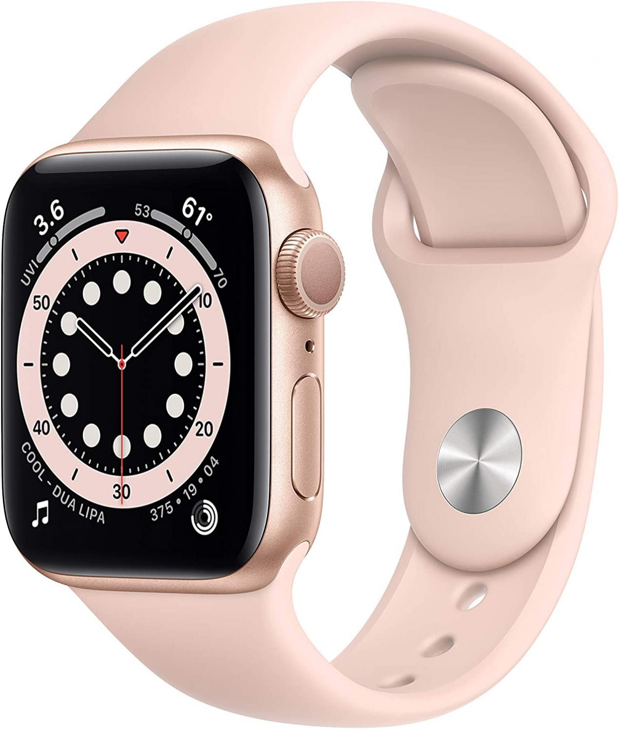 Apple Watch Series 6 (GPS, 40mm) - Gold Aluminum Case with Pink Sand Sport Band (Renewed)