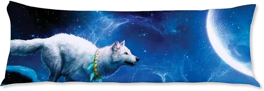 Wolf Polyester Body Pillow Cover with Hidden Zipper Decorative Soft Cozy Long Cushion Cases Farmhouse Pillowcases for Couch Sofa Bedroom Living Room Guest No Inserts, Multicolor, 20''x60''