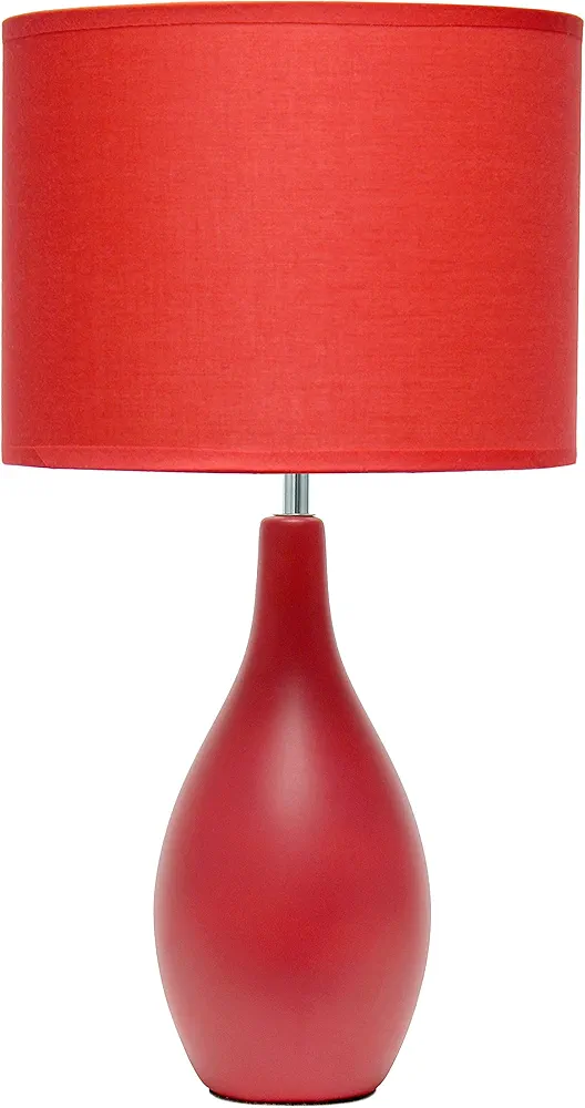 Simple Designs LT1152-RED Traditional Oblong Ceramic Table Lamp for Living Room, Bedroom, Study, Office, Entryway, Reading Nook, Red